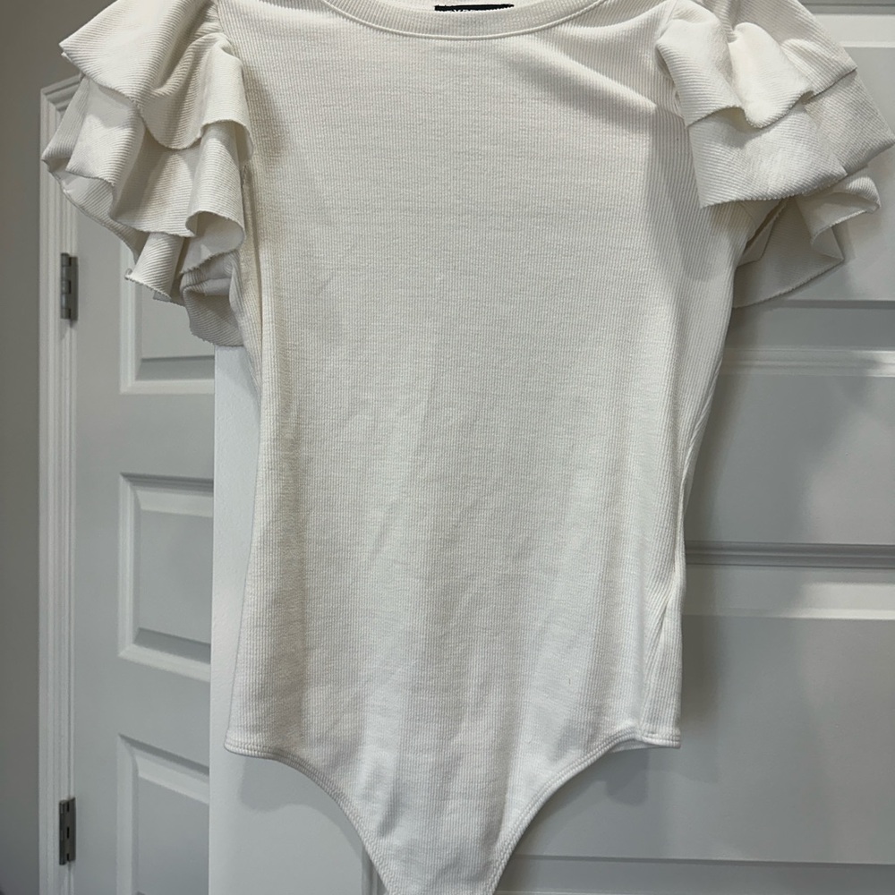 Express White Ribbed Knit Top